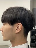 フェザーパーマ/グレーブルーカラー/刈り上げショートパンク