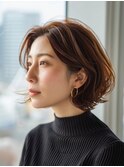 レイヤーボブ/オレンジブラウン/艶髪
