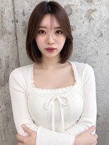 シー バイ ロンド 新宿(Sea by Lond)&nbsp;ワンホンレイヤ ー×ダークブルー[デジタルパーマ/ボブ/韓国]