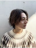ウルフ×波打ちパーマ×センターパート