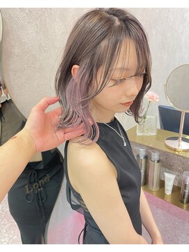 ロンド レア 天神大名店(Lond Le’a) インナーカラー/イヤリングカラー/ミルクティベージュ/ボブ/博多