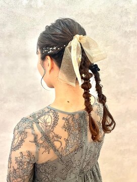 サンルーム(SUN room) 【手ぶらでok~飾り付き】シースルーリボンアレンジ　satsuki