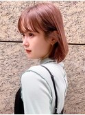 ピンクブラウン/オレンジブラウン/フルバング/小顔ヘア