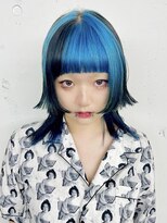 レコ 渋谷(LECO)&nbsp;黒と青の姫カットヘア