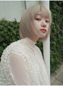 ホワイトブロンド/ホワイトボブ/ブロンドボブ/金髪ボブ