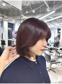 レイヤーボブ　韓国風ボブ　ラベンダーブラウン