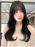 冬◎透明感オリーブアッシュカラーレイヤーロング