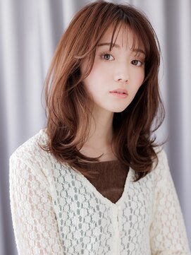 カバーヘア イヴ 戸頭店(COVER HAIR EVE) ウルフパーマくびれレイヤーブリーチなしピンクベージュ30代Te1