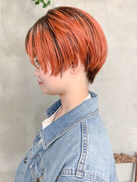 テトヘアー(teto hair) オレンジ、グラデーションカラー、マッシュショート