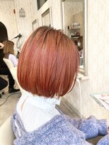 シュガー 仙台宮城野区(&Sugar)&nbsp;オレンジカラー/ミニボブ/外ハネ/切りっぱなし/ブリーチ