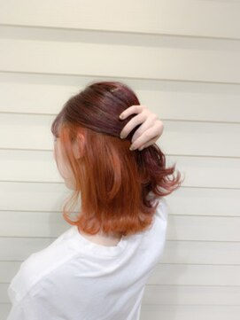 ミエルヘアーエスト 新宿店(mielhair est) インナーカラー×オレンジ 新宿
