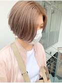 【滝田】前髪なし小顔丸みショートボブチョコレートベージュ人気