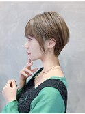 大人ショート ひし形丸み前髪あり 丸顔面長エラ張り絶壁 K1130