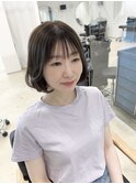 フェイスレイヤーボブ×オリーブグレージュ