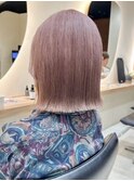 横浜ピンクベージュカラー切りっぱなしボブタッセルボブレイヤー