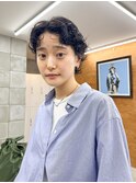 センターパート　パーマ　メンズライク　ボーイッシュ　ベリショ