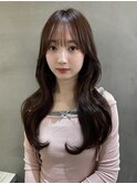 髪質改善縮毛矯正レイヤーカット顔周り前髪韓国ミニウルフ/横浜