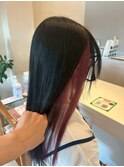 ボルドーカラー　インナーカラー　イヤリングカラー