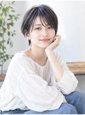 暗髪 / コンパクトショート / シースルーバング
