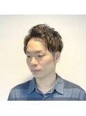 ツーブロックショート/プラチナグレージュ/ヘーゼルベージュ