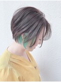 ハンサムショート×インナーカラー（チョコミントカラー）