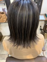 リッカヘアー(Ricca hair) 大人可愛いショートウルフ＿ハイライトxグレーアッシュ