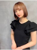内巻きボブ ベージュカラー 大人可愛い ナチュラル