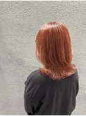 低めレイヤー ブリーチなしオレンジレッドカラー