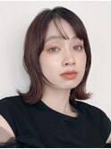 顔周りレイヤーカットくびれヘアミルクティーベージュカラー
