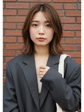 フルショウ 小牧(FURUSHO) 大人可愛いくびれレイヤー外ハネボブ結べるボブマロンベージュ