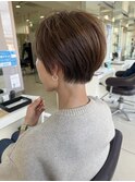 40代似合わせコンパクトショートまとまり艶感ハイライトレイヤー