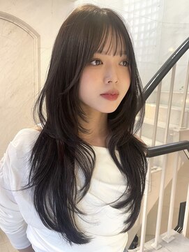 サイン 渋谷(SIGN) 韓国ヘアハッシュカットレイヤーカットベージュブリーチ無し