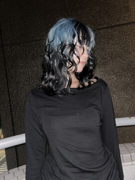 イエナ 渋谷(IENA) ルーツカラーデザインカラーペールブルーレイヤーボブ