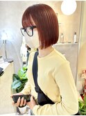 オレンジブラウン×ボブ