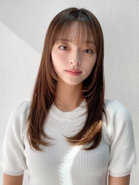 エトラ 渋谷店(etora) 小顔 前髪 ミディアムレイヤーカット ダークアッシュ "