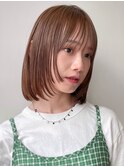 ボブ/レイヤーカット/顔周りカット/ベージュ/透明感カラー