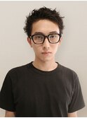 束感メンズパーマツイストスパイラル短髪アップバング