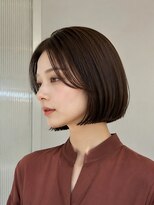 モト 船橋(moto)&nbsp;韓国ミニボブ切りっぱなし上品艶髪オリーブブラウン横顔船橋