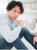 暗髪ツーブロックパーマワイルドミディアムc5越谷20代30代40代