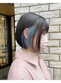 【藤沢横浜】ボブ/イヤリングカラー/インナーカラーブルー