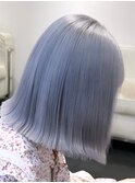4301ニュアンスカラーブルーシルバーハイトーンカラーボブ