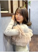 モテ髪 グレージュ セミディ ゆる巻き 愛され外ハネ 波巻き