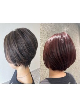 低アルカリ、低刺激の薬剤を採用。白髪を活かすハイライトが人気