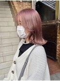ハイトーン　ピンクベージュ　ケアブリーチ　ボブ　横浜★