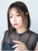 インナーカラー外ハネボブパーマくびれボブくびれミディアムボブ