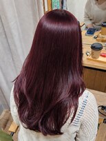 美容室 アクター ブリーチなしWカラー【カシスレッド】