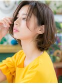 ★カーキニュアンスカール抜け感ひし形小顔ボブ20代30代40代★7