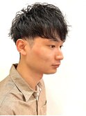 ツーブロマッシュ/ビジネス/アップバング/パーマ/爽やかフェード