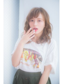 ミエル ヘア 新宿(miel hair) 〈mielhair新宿〉透明感カラー　ふんわりミディ　TOKIO