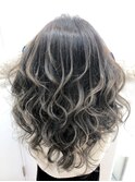 デザインカラーレイヤーカットウェットヘアオリーブベージュ